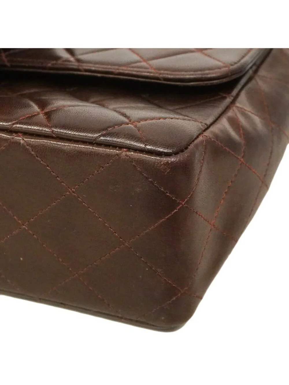 Chanel Handbag Quilted Parent Child Bag Lambskin Brown Gold